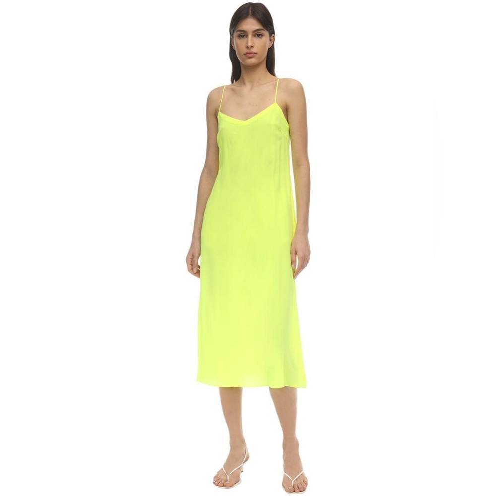 DO NOT BUY Maryam Nassir Zadeh Dew Slip Dress Silk Neon Yellow Green 2 XS S